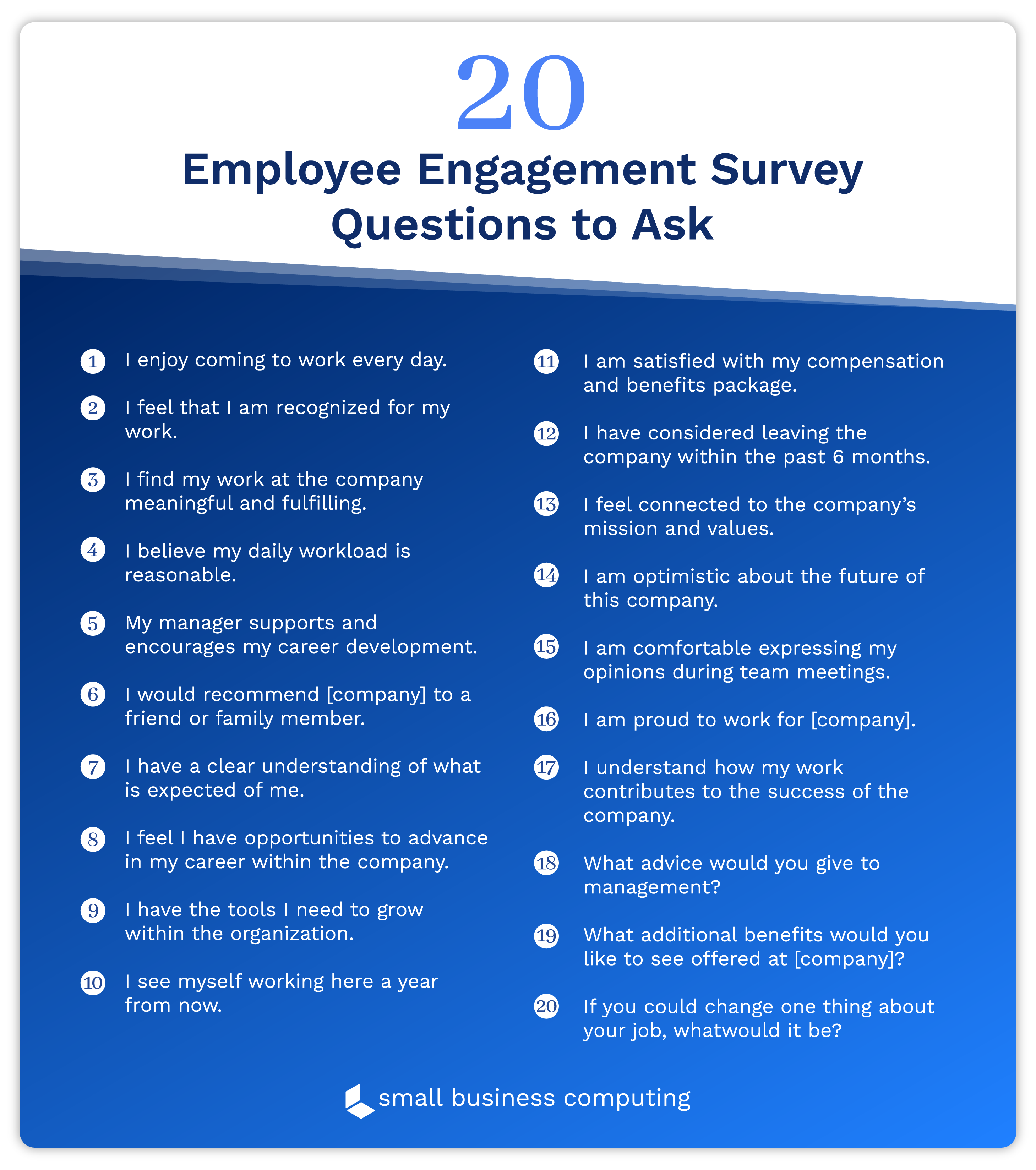 20 Employee Engagement Survey Questions You Need to Ask SBC
